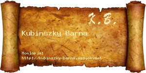 Kubinszky Barna névjegykártya